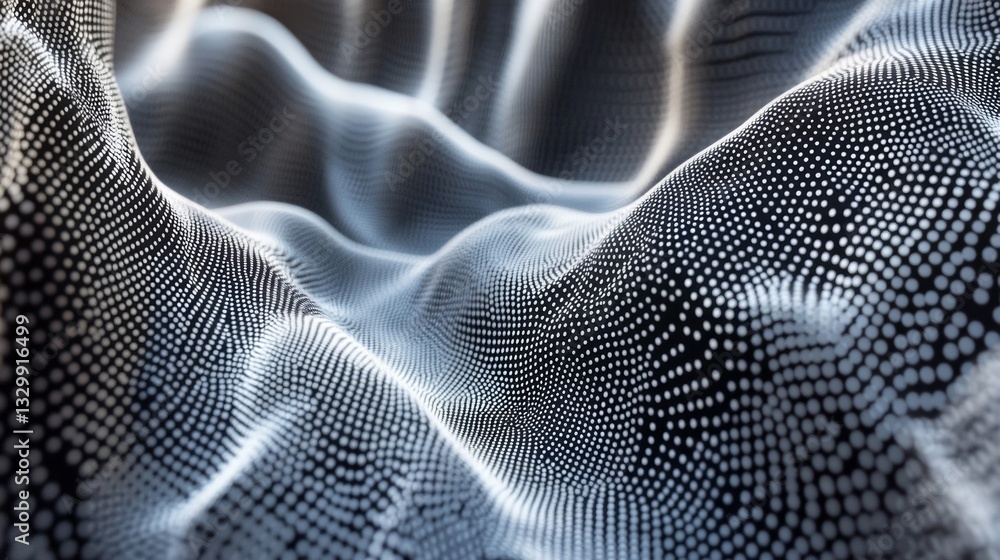 Poster abstract 3d wave background with white dots and black gradient