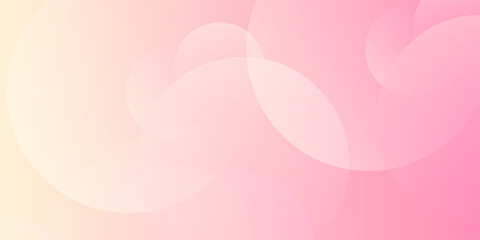 Minimalist banner background, pastel colorful, pink and yellow gradations. Circle effect style geometric modern