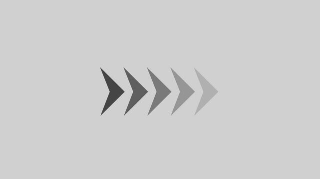 Arrow Loop Animation video direction concept. Arrow moving right on white background. Animated arrows for the overlay video layer.