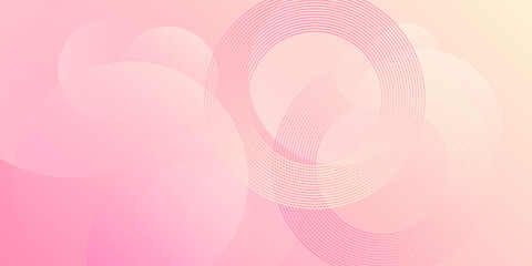 Minimalist banner background, pastel colorful, pink and yellow gradations. Circle effect style geometric modern
