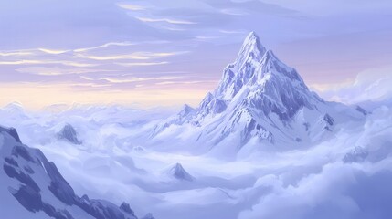 Serene Winter Mountain Peak Majestic Snowscape Dreamy Landscape