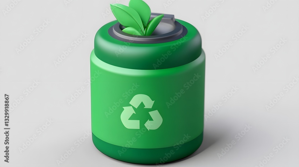 Poster rechargeable green battery with renewable power source indicator - 3d