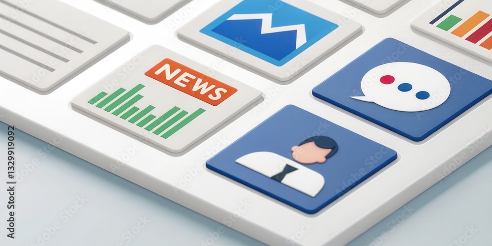 Poster corporate communication public relations digital concept. digital interface featuring various applic