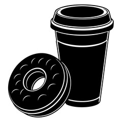 Simple Cafe Coffee and Donut Icon Design.