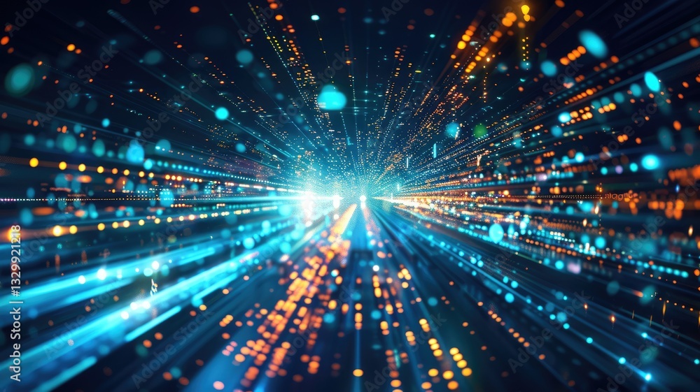 Poster explore the dynamic flow of data in the digital world with this vibrant abstract visualization. it e