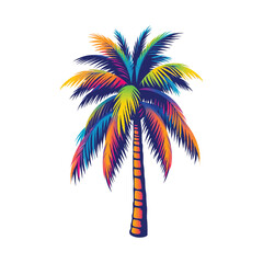 Tropical palm tree vector illustration with silhouette on a beach island