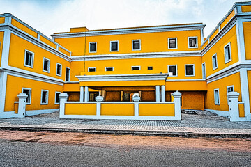 Vibrant Colourful Digital Art Illustration - A generic French-style buildings street in a union territory at French colony, Pondicherry also as Puducherry, Tamil Nadu, South India. © Snap Royce Photo Co.