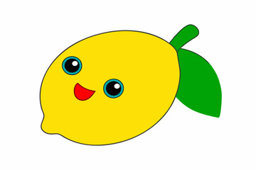 yellow lemon on white background