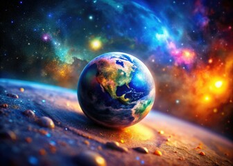 Miniature cosmic worlds: surreal tilt-shift space photography captures tiny planets and celestial bodies.