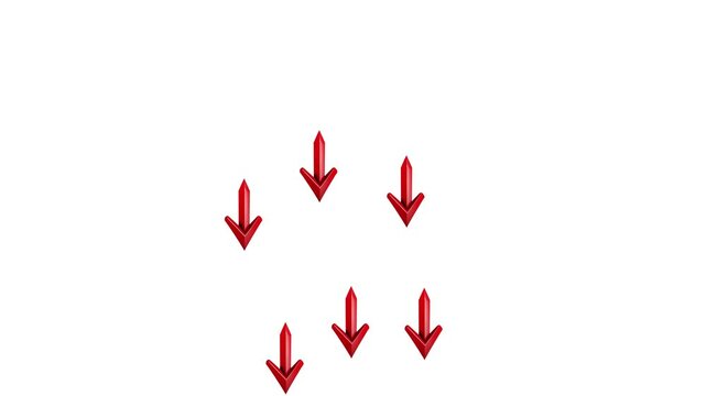 red arrow down animation decrease, bankrupt 4k video