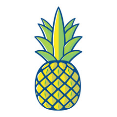 Obraz premium Pineapple on white background, fresh and ripe tropical fruit illustration