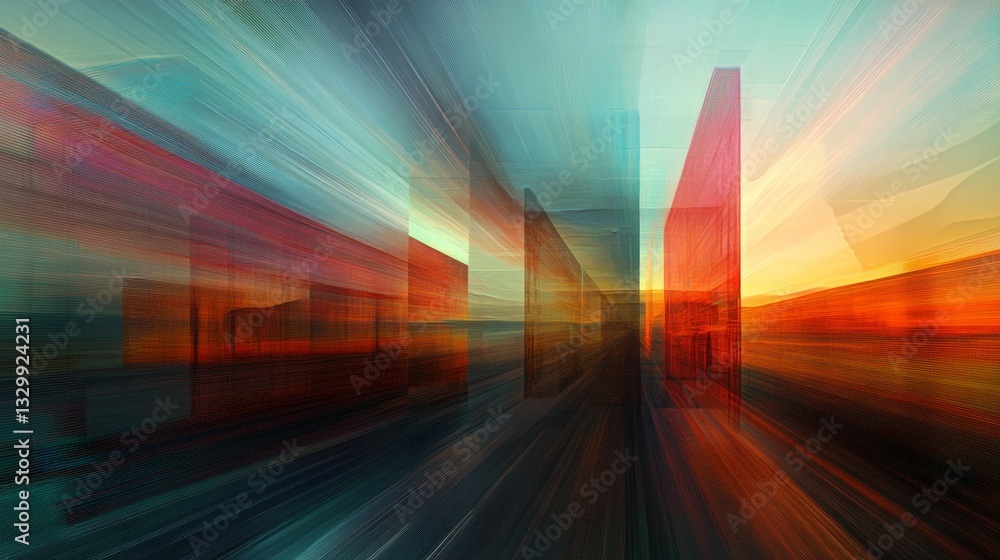 Poster exploring abstract geometric shapes digital realm visual art virtual gallery aesthetic perspective i