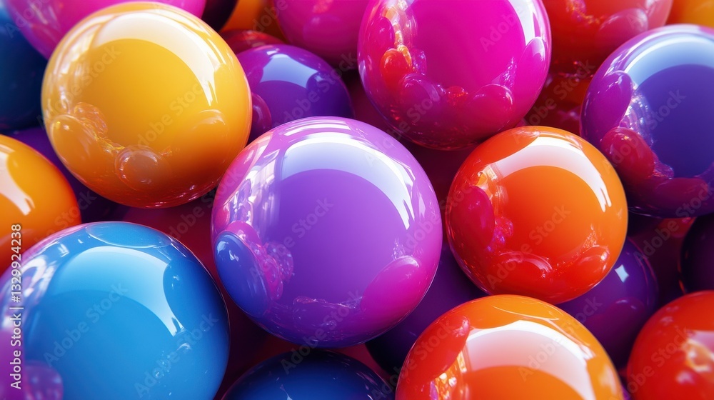 Aufkleber abstract background of colorful glossy spheres ai generative
