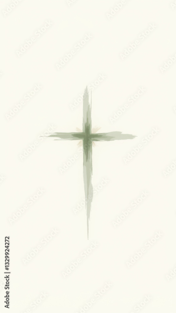Poster a faded christian cross with textured background on a gradient canvas.