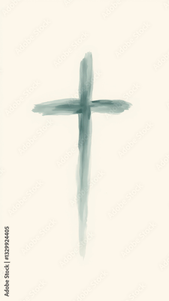 Poster a christian cross design on a light-colored background with subtle shading.
