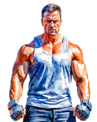 Fototapeta premium Powerful Muscular Man with Robotic Gloves.