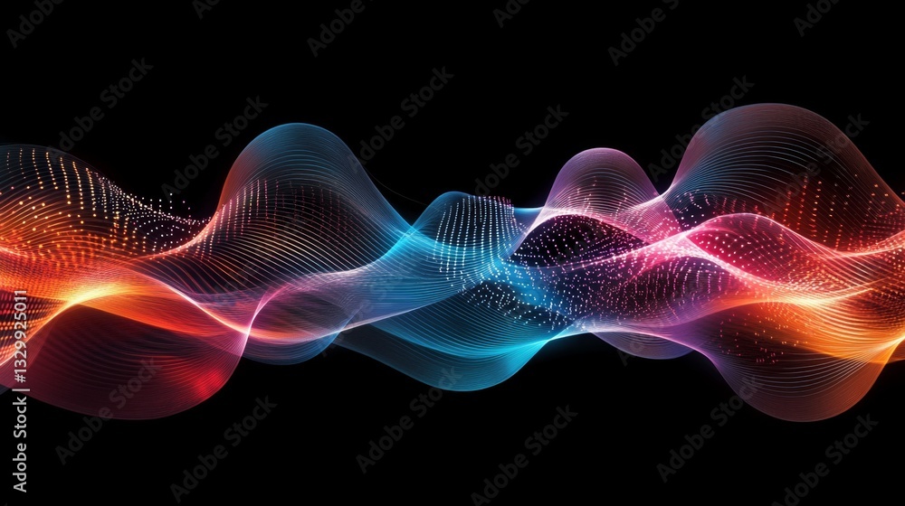 Poster flowing abstract waves of digital data virtual realm visual artwork digital environment futuristic p