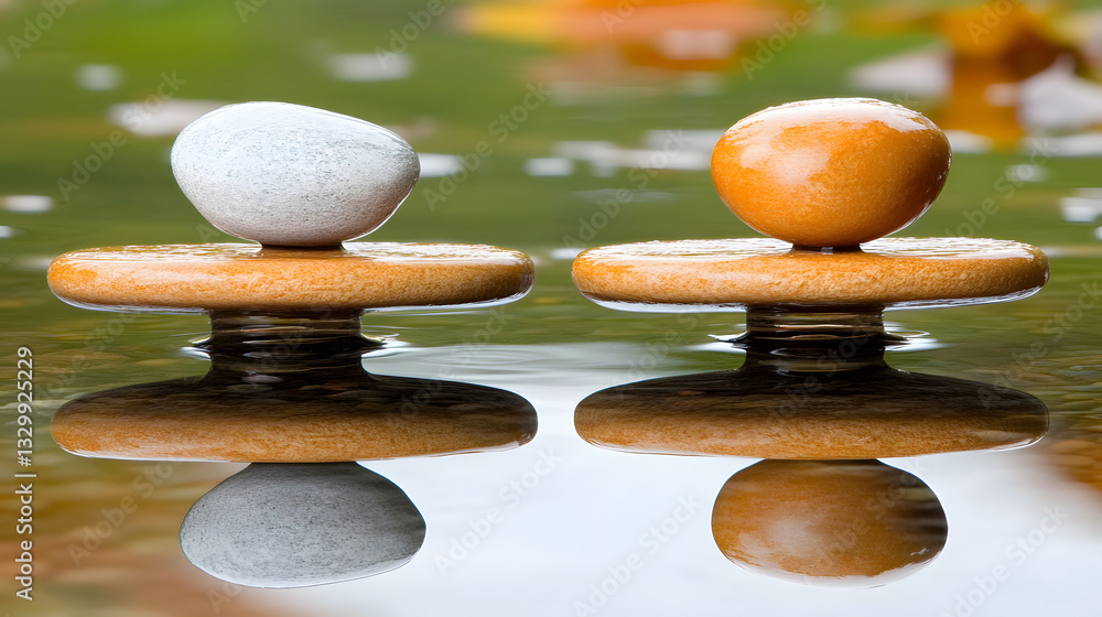 Aufkleber unique composition of two rocks supporting a white egg on top creating a striking visual balance in 