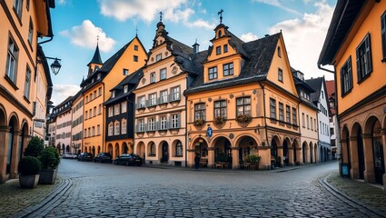 Fototapeta premium Picturesque aalen cityscape with medieval architecture