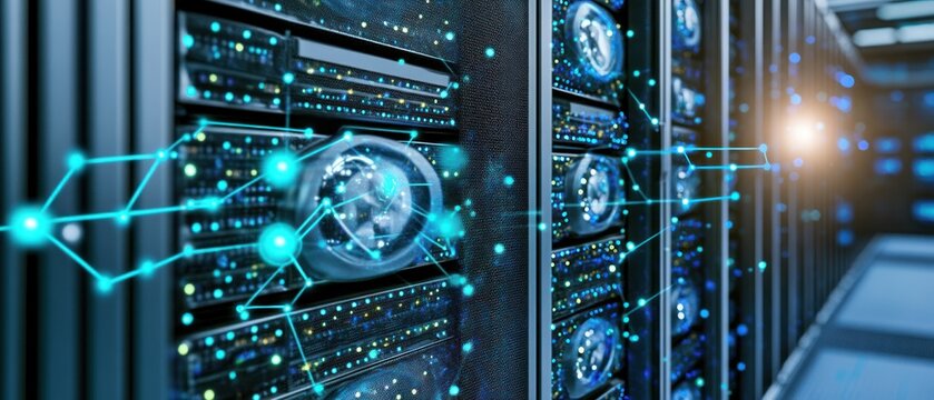 Futuristic Data Center:  Global Network Connectivity and Secure Server Infrastructure