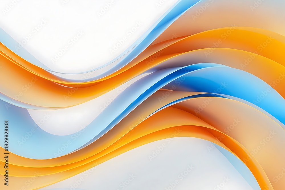 Aufkleber smooth abstract waves in soft orange and blue gradient with clean white background.