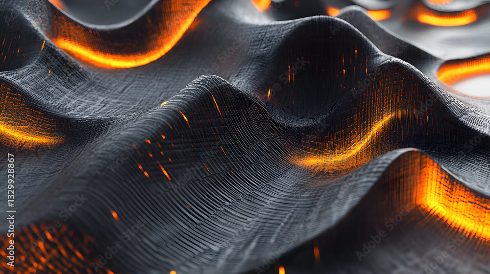 Poster intense fire erupting against a black and orange background creating a striking contrast that evokes