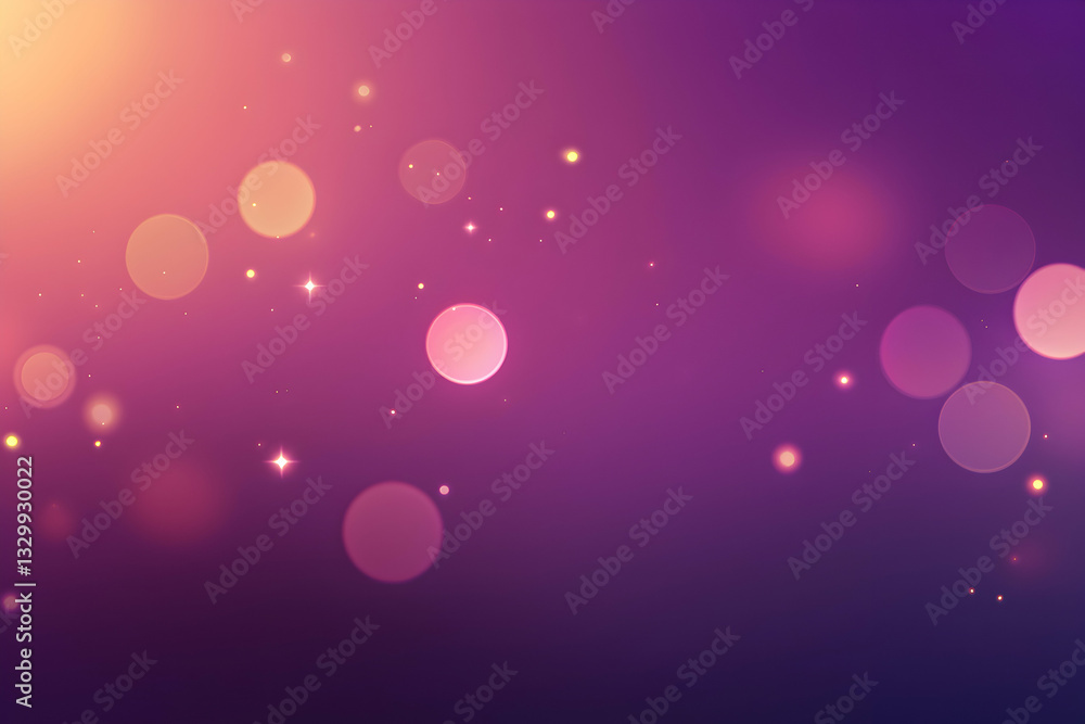Poster creating abstract bokeh effect with glowing lights on a purple background