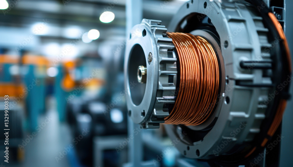 Aufkleber detailed view of an electric motor showcasing copper winding, highlighting its intricate design and 
