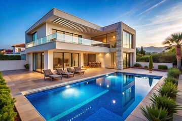 Fototapeta premium Modern luxury villa with pool (1)