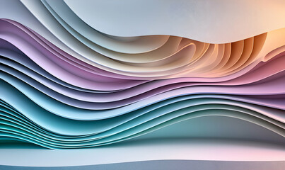 Obraz premium Wavy Abstract Paper Layers with Pastel Colors and Soft Light