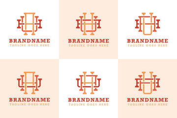Letters AHU AUH HUA HAU UHA UAH Monogram Logo Set, suitable for any brand
