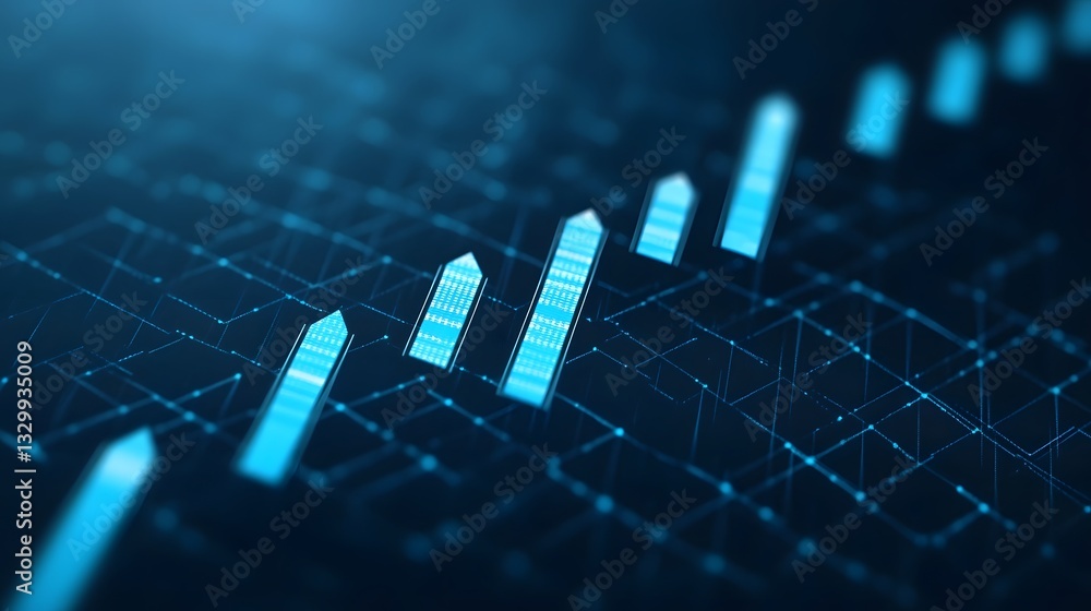Aufkleber dynamic blue futuristic digital business graph with abstract transformation elements