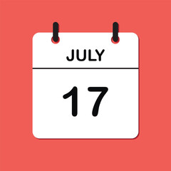 July 17. Daily Calendar icon for design. Simple design for business brochure, flyer, print media, advertisement. Easily editable.