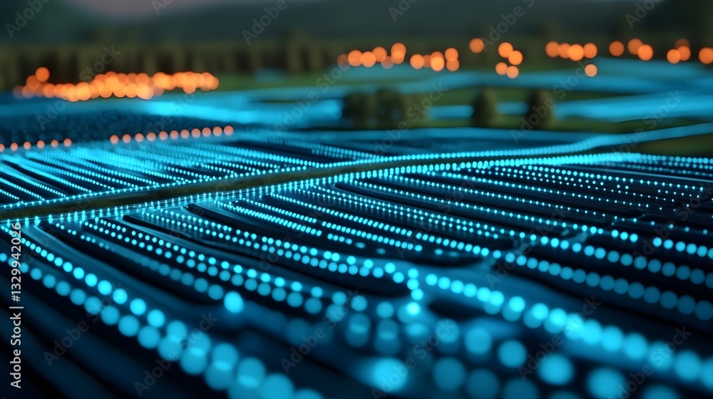 Aufkleber futuristic smart irrigation system visualized through holographic data and automated water distribut
