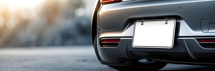 Blank Vehicle car bumper license plate mockup for Automobile identification Information Transportation Rear View Banner