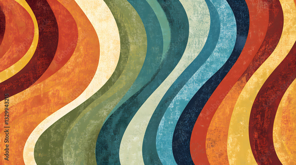 Poster a colorful wave pattern showcasing an overlap of bright and vibrant colors set against a neutral bac