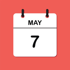 May 7. Daily Calendar icon for design. Simple design for business brochure, flyer, print media, advertisement. Easily editable.