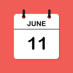 June 11. Daily Calendar icon for design. Simple design for business brochure, flyer, print media, advertisement. Easily editable.