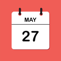 May 27. Daily Calendar icon for design. Simple design for business brochure, flyer, print media, advertisement. Easily editable.