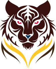 Tribal tiger tattoo black and white silhouette. tiger, tattoo, animal, vector, head.