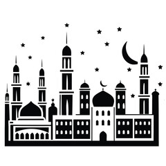 vector illustration of a city with Mosque 
