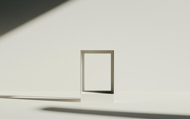 White Frame on White Pedestal With Dramatic Light and Shadow