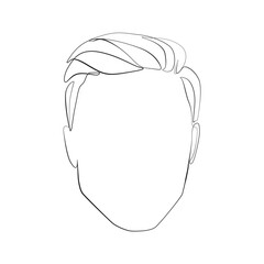 Man head one line drawing on white isolated background