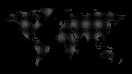 Vector stylish outline of world map. Dark Flat design of continents, monochrome map