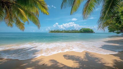 Tropical Beach with Palm Tree Shadows