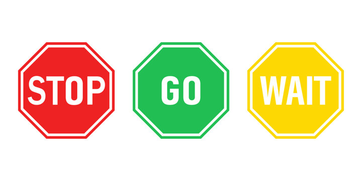 Vector stop, go, wait icon, sign for decoration and design