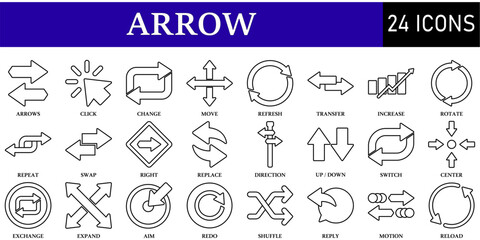 Set of Arrow Icons or symbols Vector fully editable file.