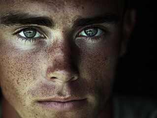 Man portrait close up, handsome male portrait close up