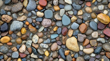 Naklejka premium Colorful pebbles create a vibrant natural mosaic, showcasing a variety of shapes and textures.