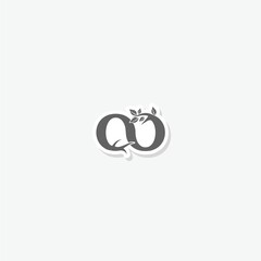 Letter OO infinity logo sticker isolated on gray background